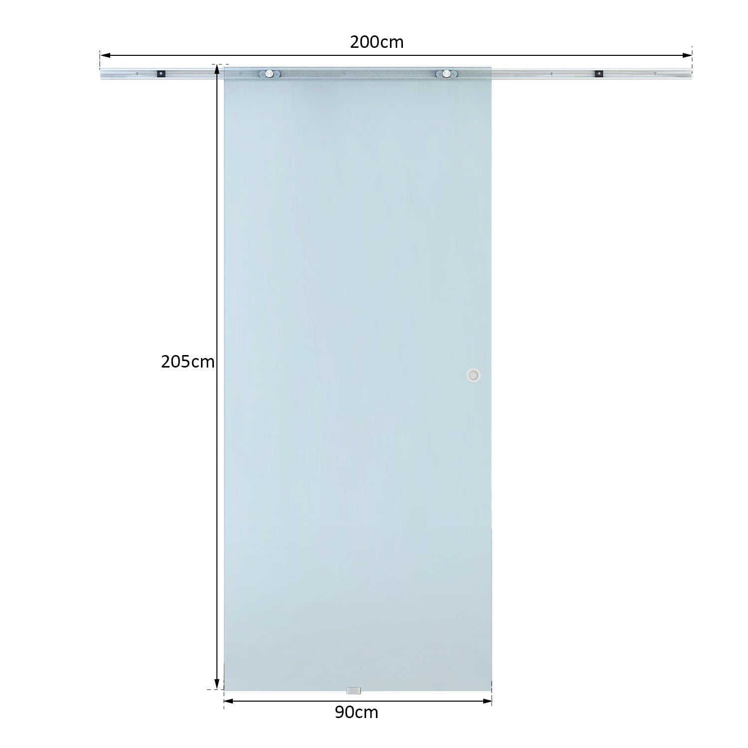Sliding Door Smudged Glass Effect with Aluminum Track , 90x205cm | - Borgè
