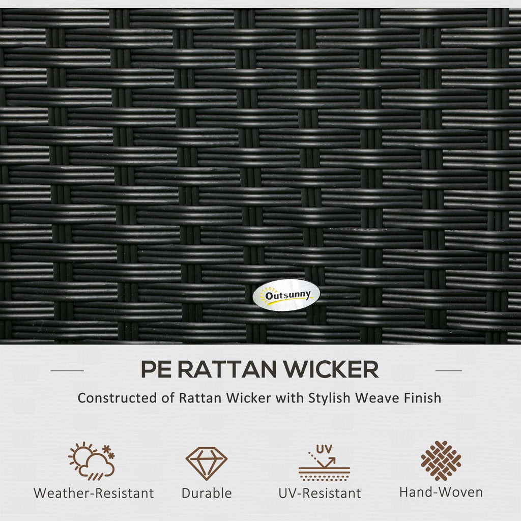 Rattan and Steel Garden Storage Chest with Lid, 95x60x53cm, Black - Borge' Group Limited