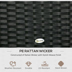 Rattan and Steel Garden Storage Chest with Lid, 95x60x53cm, Black - Borge' Group Limited