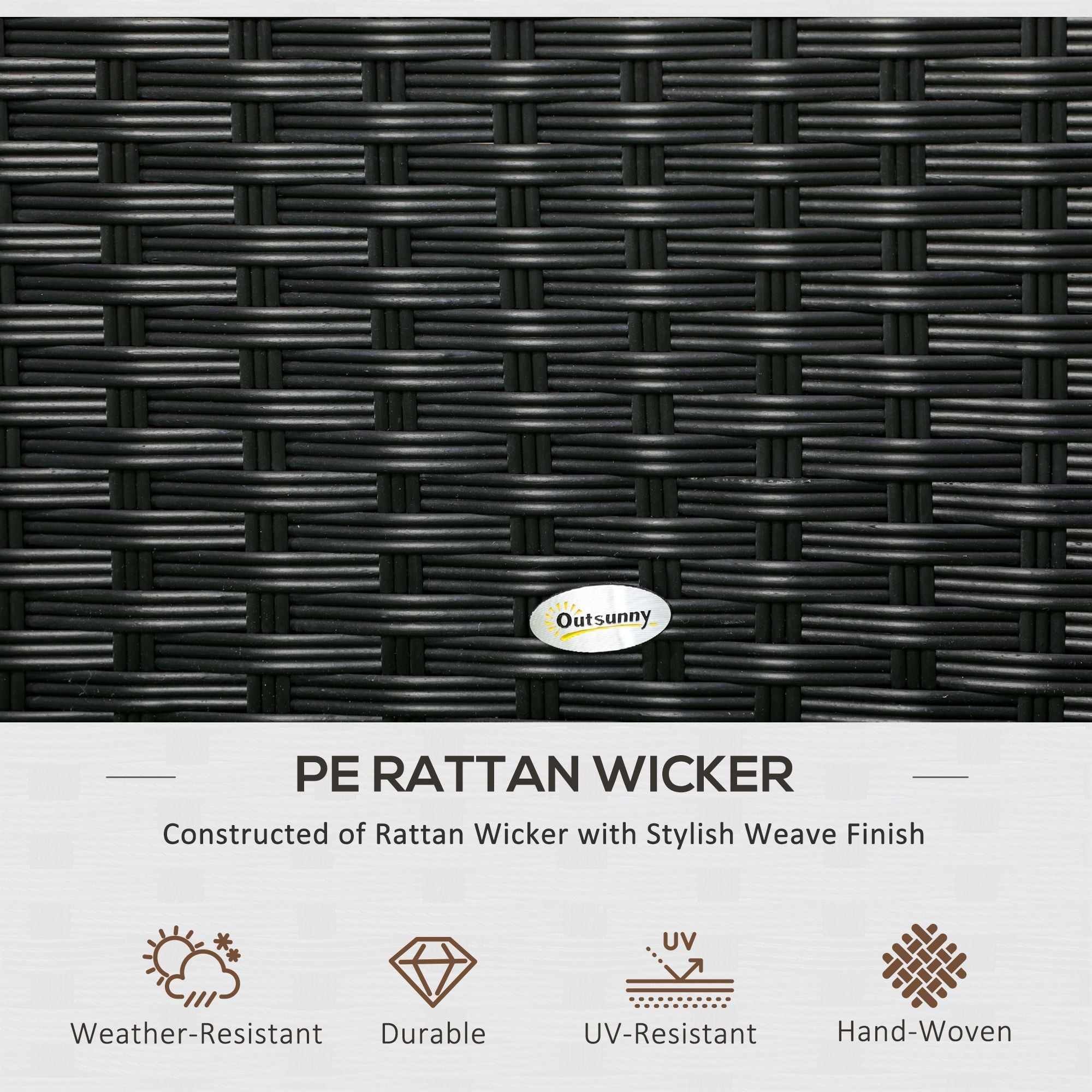 Rattan and Steel Garden Storage Chest with Lid, 95x60x53cm, Black - Borge' Group Limited