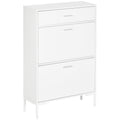 Modern Mobile Mobile for 12 pairs of shoes with 2 limelight and drawer doors, 76x26x110 cm, white - Borgè