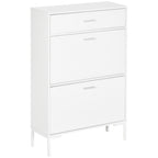 Modern Mobile Mobile for 12 pairs of shoes with 2 limelight and drawer doors, 76x26x110 cm, white - Borgè