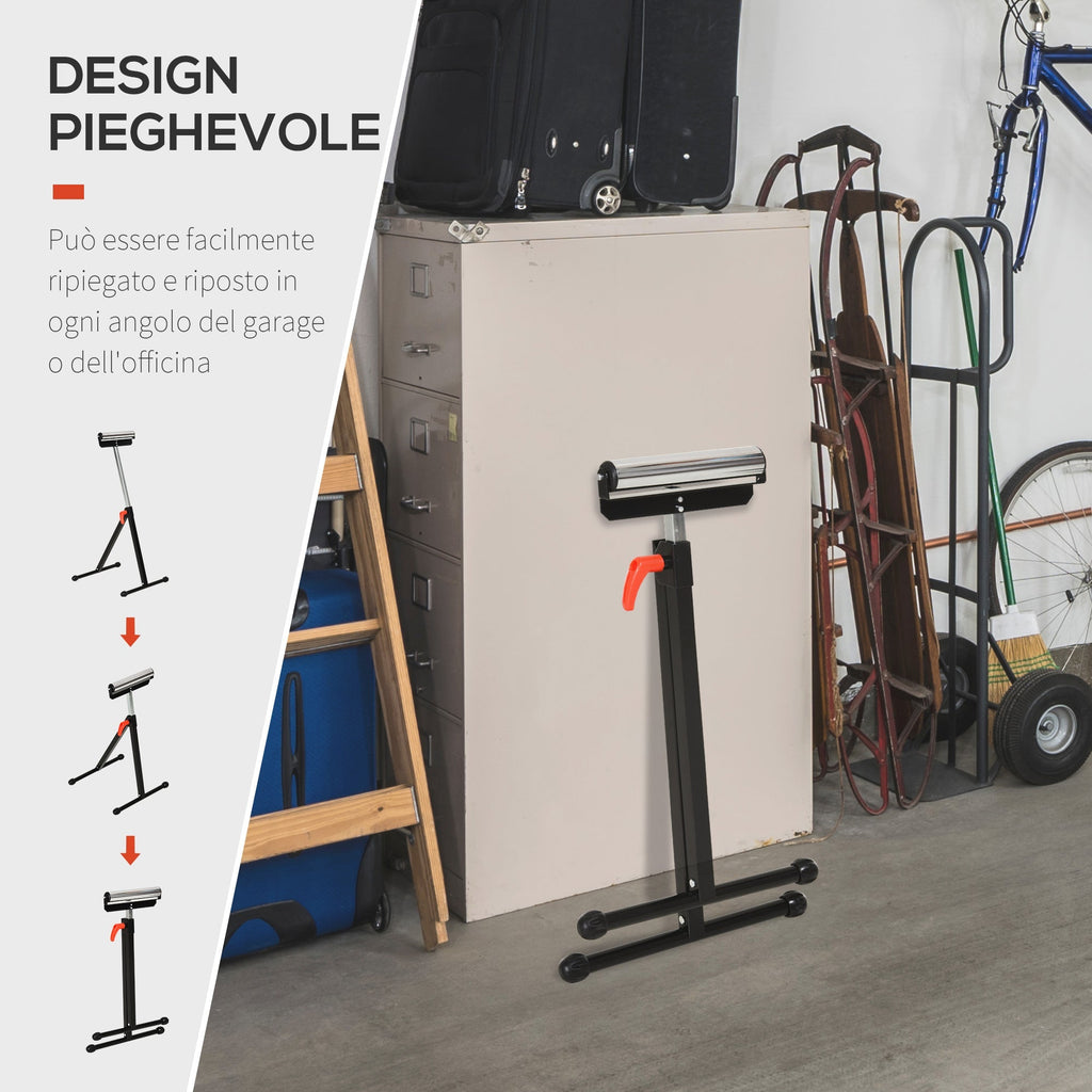 Homcom roller stand at adjustable metal height, folding design and space-saving, 44x50x68-110 cm - Borgè