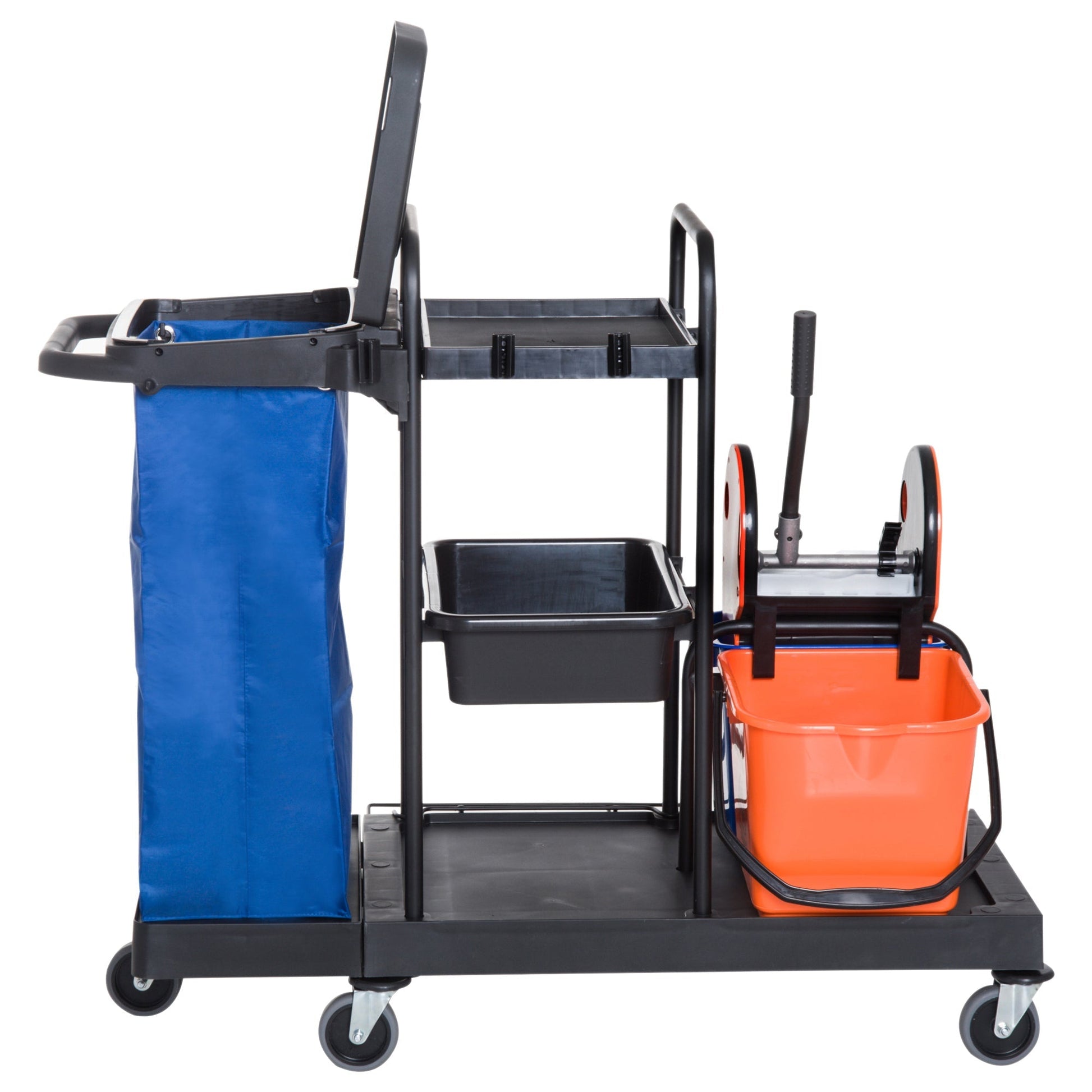 Multiuse professional cleaning trolley with 2 dry 18l skills and wheels, blue - Borgè