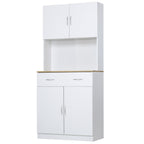 Homcom Kitchen Credenza with 2 doors and wooden drawers, 80x40x180cm, white - Borgè