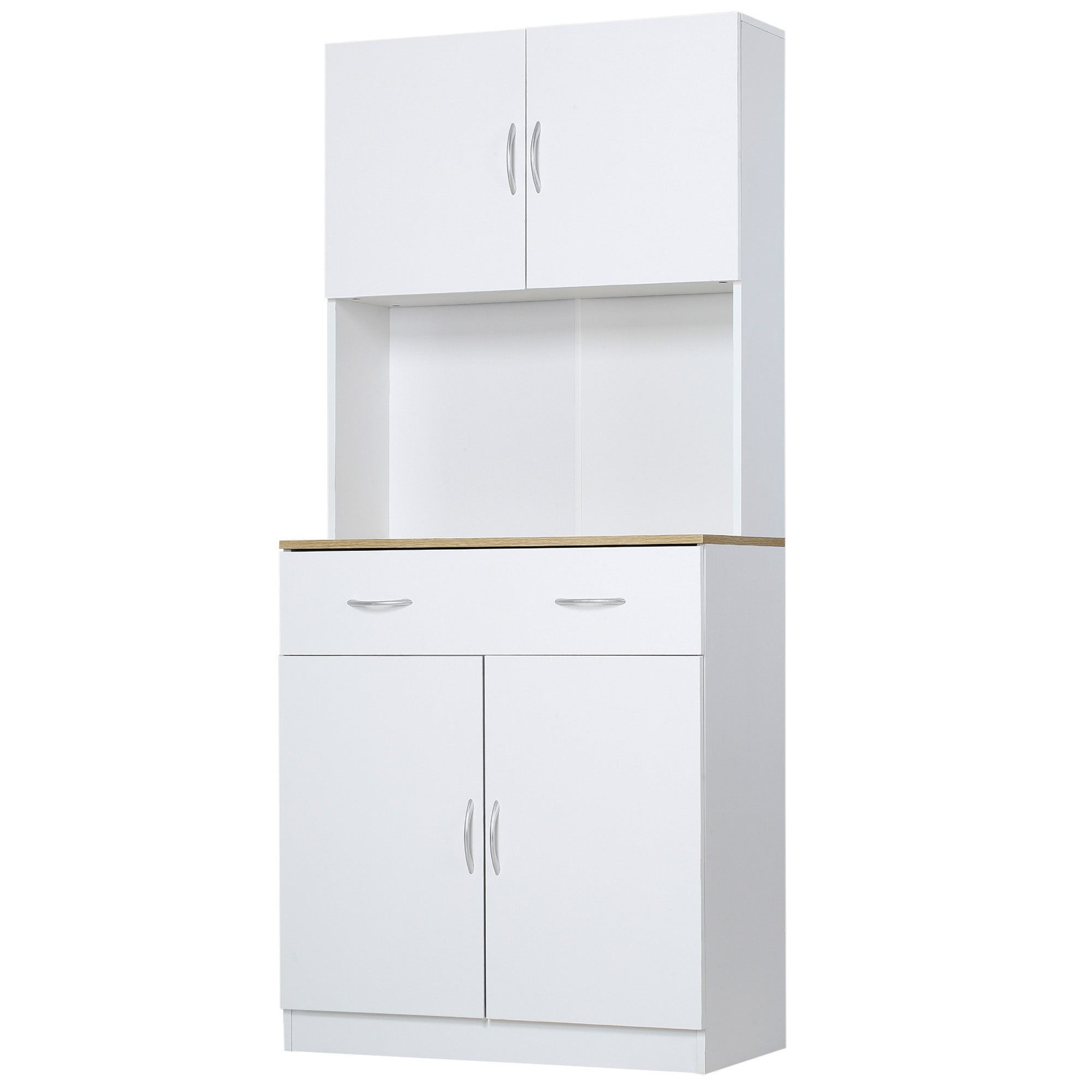 Homcom Kitchen Credenza with 2 doors and wooden drawers, 80x40x180cm, white - Borgè