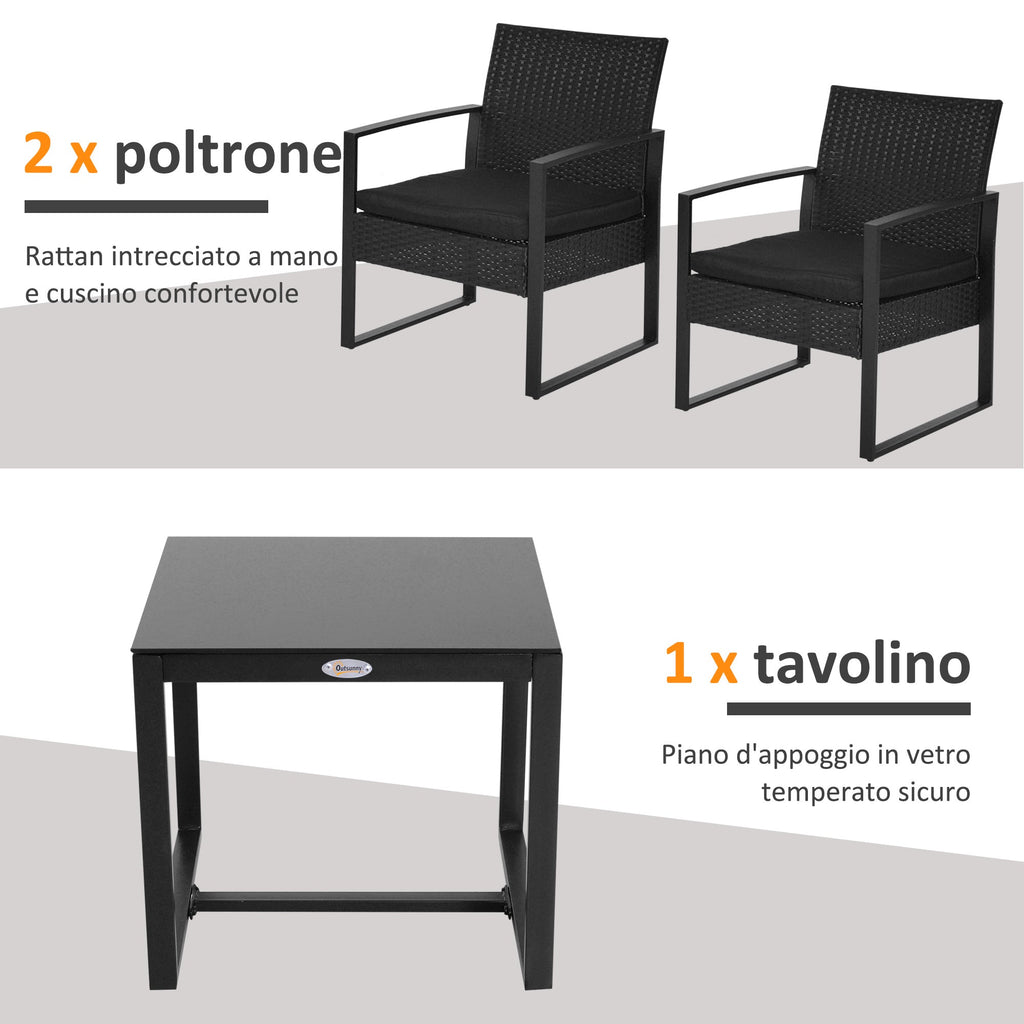 MARLO | Outdoor Furniture Balcony Set, Table and 2 Chairs with Cushions - Borge' Group Limited