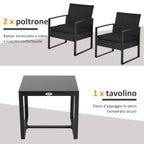 MARLO | Outdoor Furniture Balcony Set, Table and 2 Chairs with Cushions - Borge' Group Limited