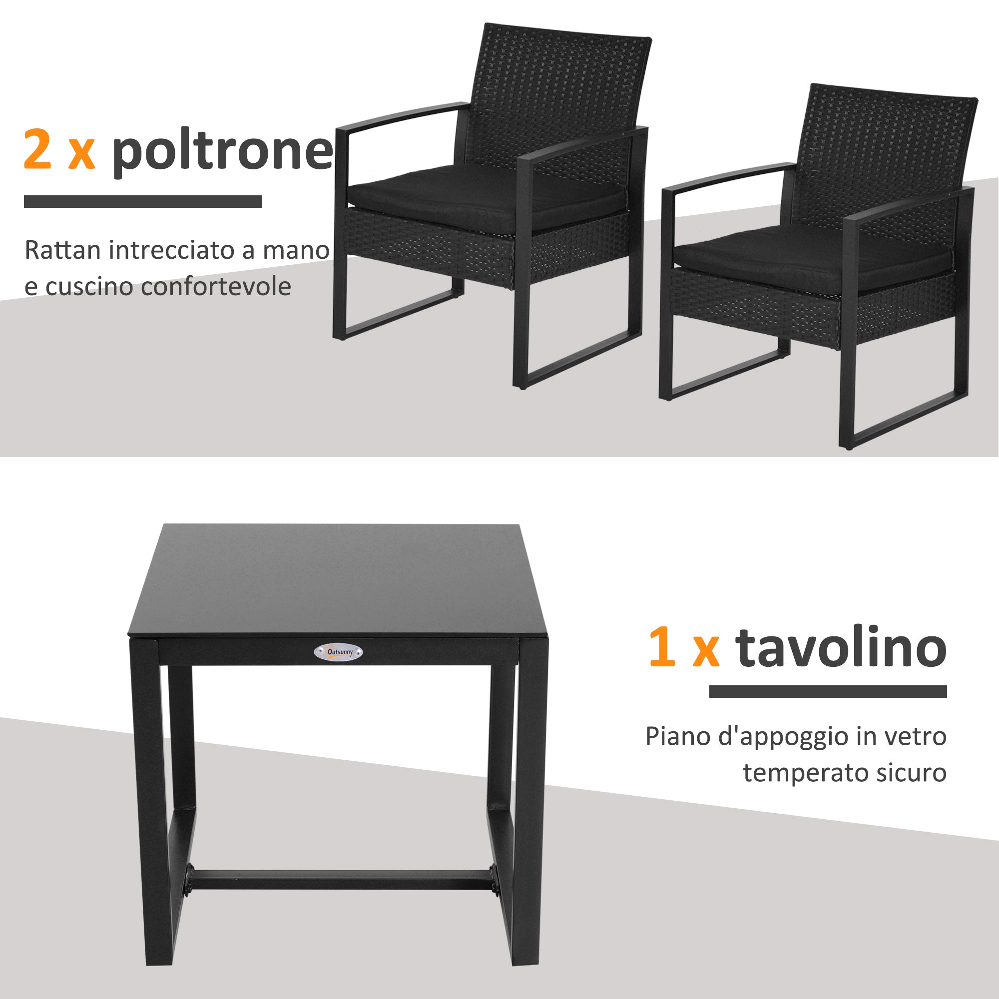 MARLO | Outdoor Furniture Balcony Set, Table and 2 Chairs with Cushions - Borge' Group Limited