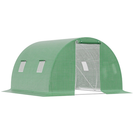 Outsunny 3x3x2m Outdoor Tunnel Greenhouse with PE Cover, Zippered Door and 4 Windows, Green