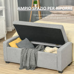 Ottoman Fabric Bench with Fabric Container Compartment, 120x50x44cm - Grey - Borgè