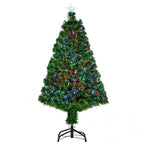Christmas tree 120cm with 130 fiber optic branches and PVC and 16 LED lights - Borgè