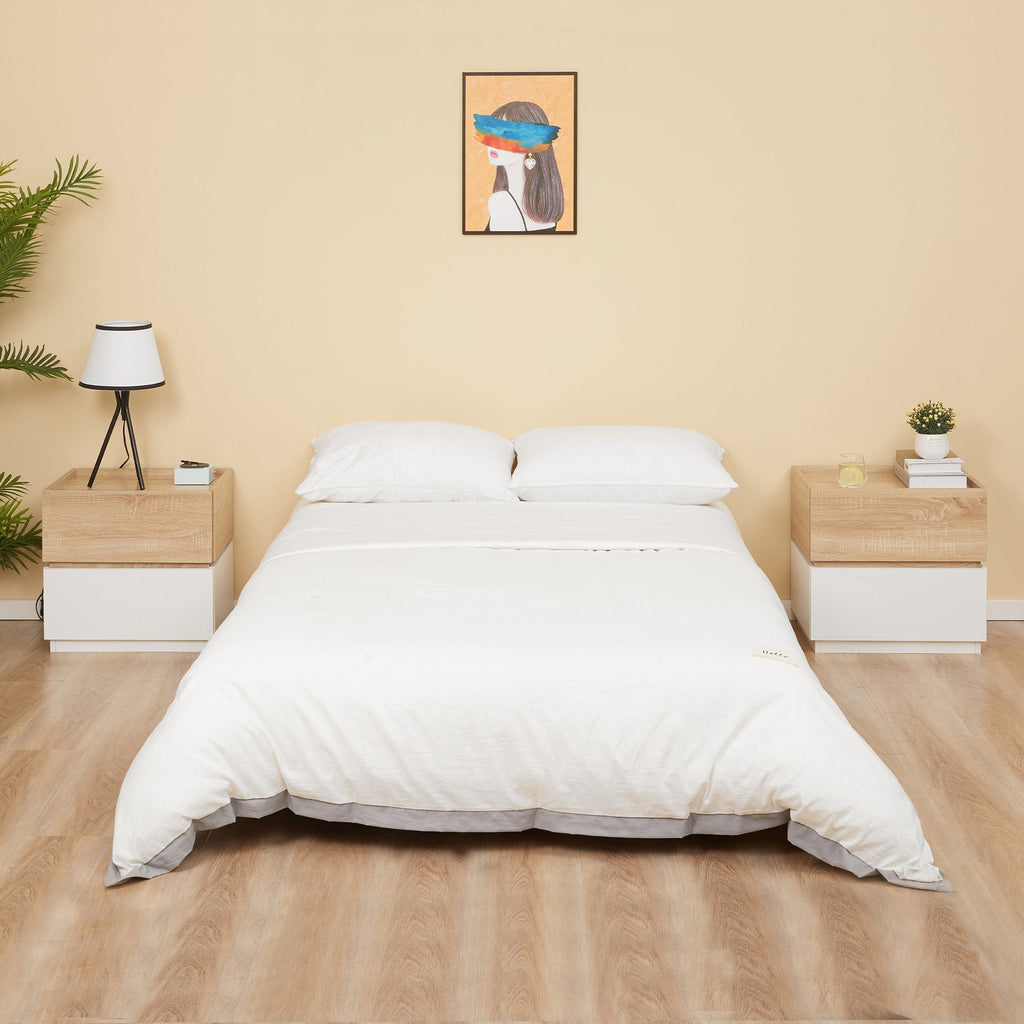 bedside table with 2 wooden drawers, modern and stackable design, 50x40x47.5cm - Borgè