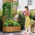 Outdoor Planter in Fir Wood with Raised Vertical Design, 90x45x180 cm, Yellow - Borge' Group Limited