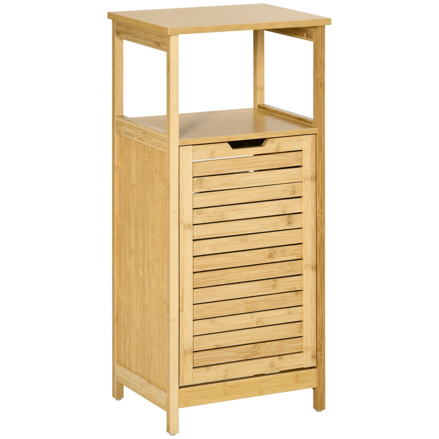 Kleankin Bathroom cabinet with multipurpose basket for laundry and toys, in MDF and bamboo, 40x30x86.5cm - Borgè