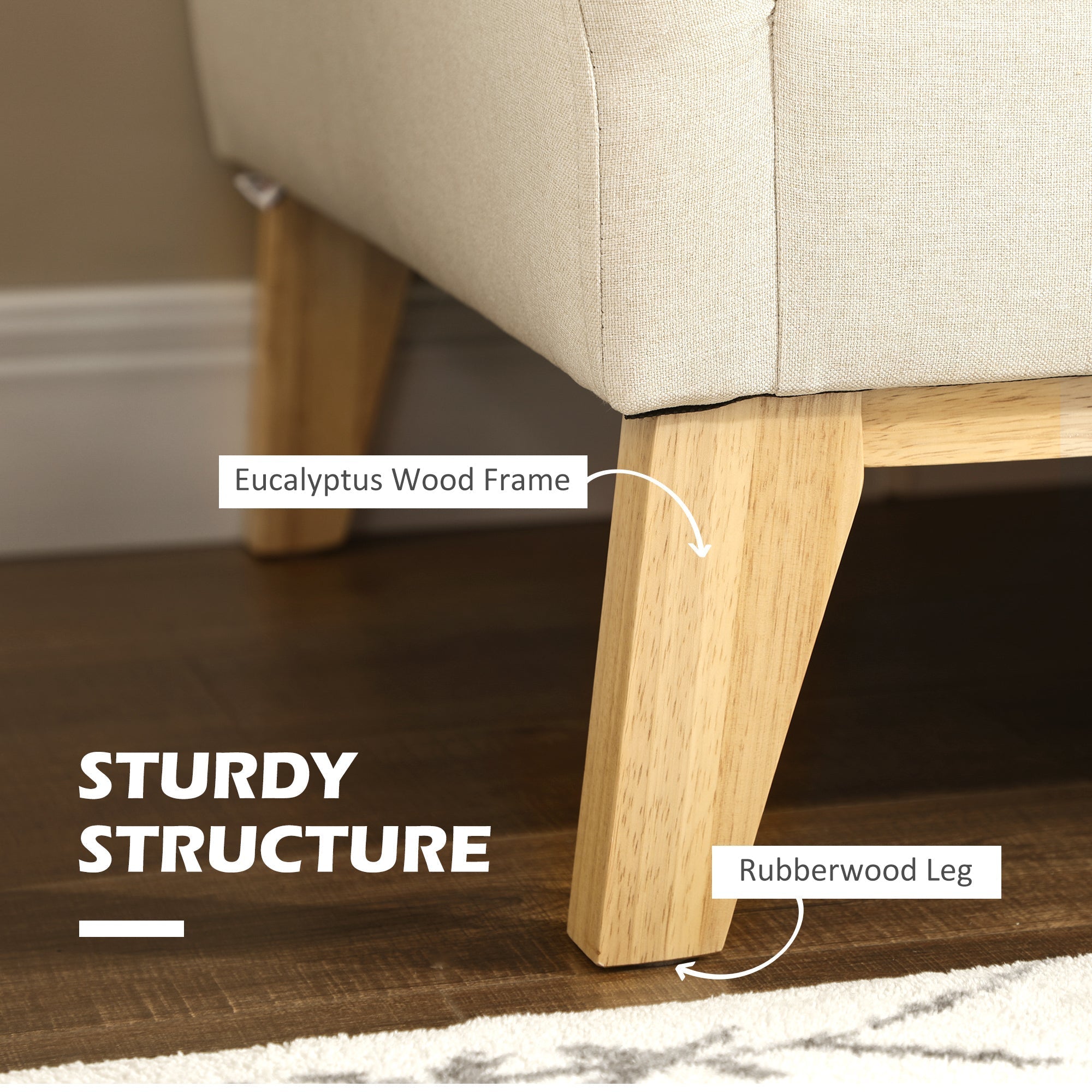 OASI | Beige Fabric 2 Seater Sofa with 2 cushions | 137x78x78 cm - Borgè