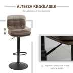 Set 2 swivel bar stools with adjustable height similar and padding - brown - Borgè