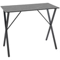 Bar counter and tall table modern industrial style marble effect wooden table and steel 120x60x102 black cm - Borgè