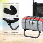 SPORTNOW Folding beach trolley with mesh pocket, telescopic handle and easel, 82x67x81 cm - Borgè