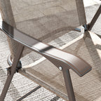 Outsunny set 2 Garden folding chairs with armrests and session in breathable fabric, brown - Borgè