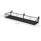 Outdoor Planter Pot Holder with Hooks for Balcony Railing in Metal, 100x31x12cm, Black - Borge' Group Limited