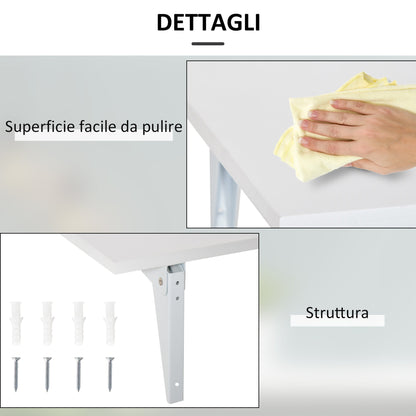 Wall table folding saving in mdf and metal frame, for living room kitchen, white, 60x40x20cm - Borgè