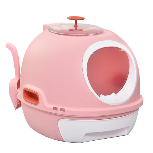 Pawhut Chiusable cat bed with removable tray, 2 inputs and palette, 47x55x44cm, pink - Borgè