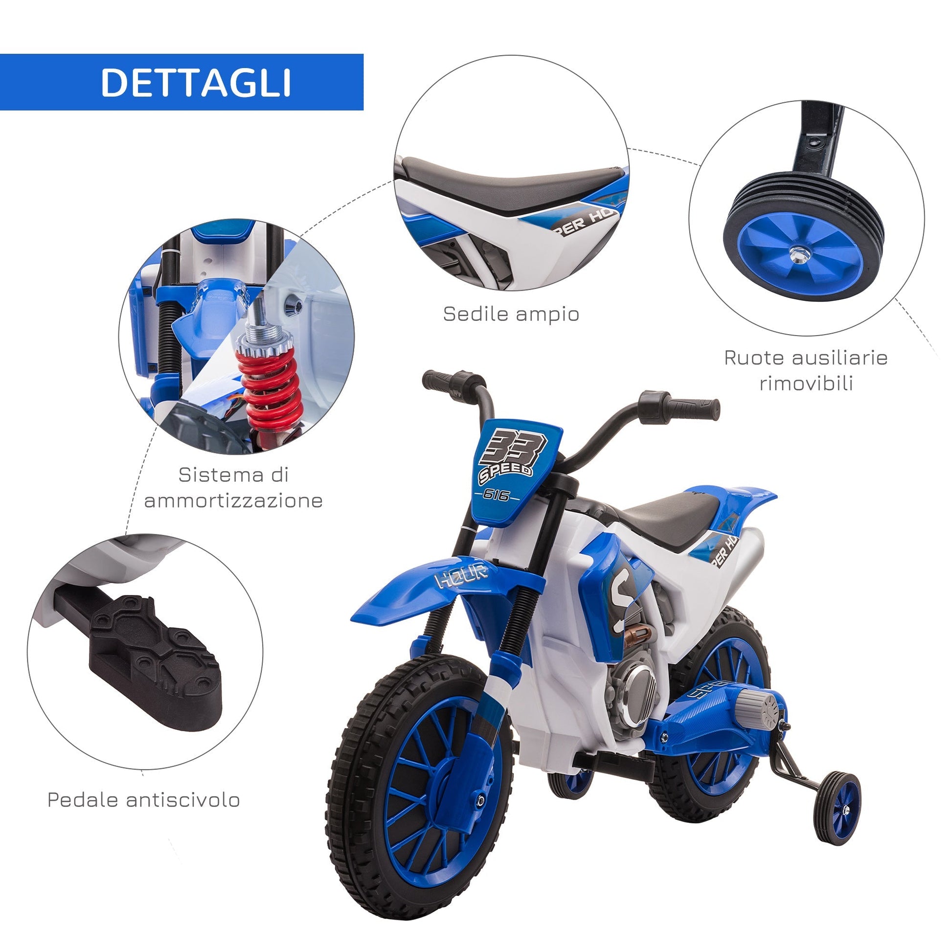 electric cross motorcycle for children for 3-5 years - blue - Borgè