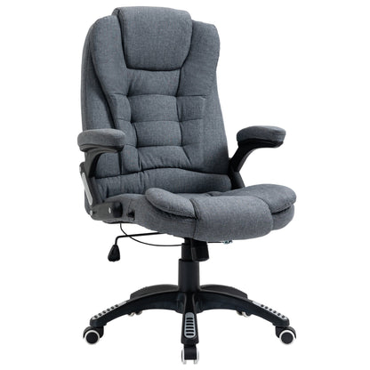 Reclinable ergonomic office chair, adjustable height and swinging, swivel armchair with wheels, 65x72x110-120cm, Grey