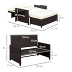 Modular Garden Sofa with Bench, Brown Rattan Garden Furniture, Space-Saving 2-Piece Set - Borge' Group Limited