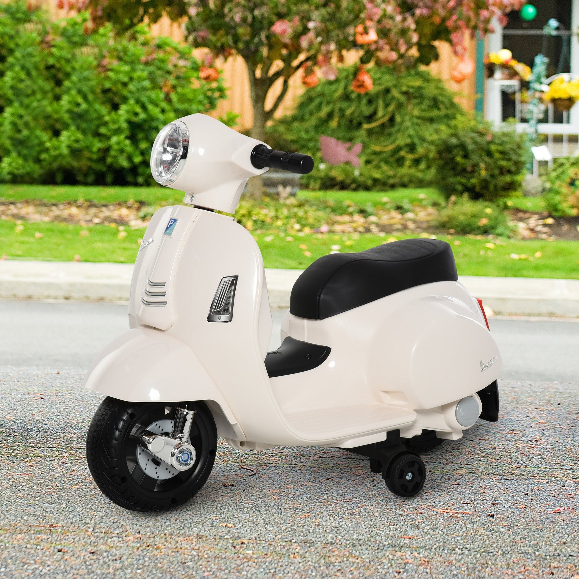 electric motorcycle for children with official Vespa 6v battery license, headlights and horn, for children of 18-36 months, white, 66.5x38x52cm - Borgè