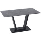 dining table for 4-6 people with marble effect and steel base, 140x80x76cm, black - Borgè