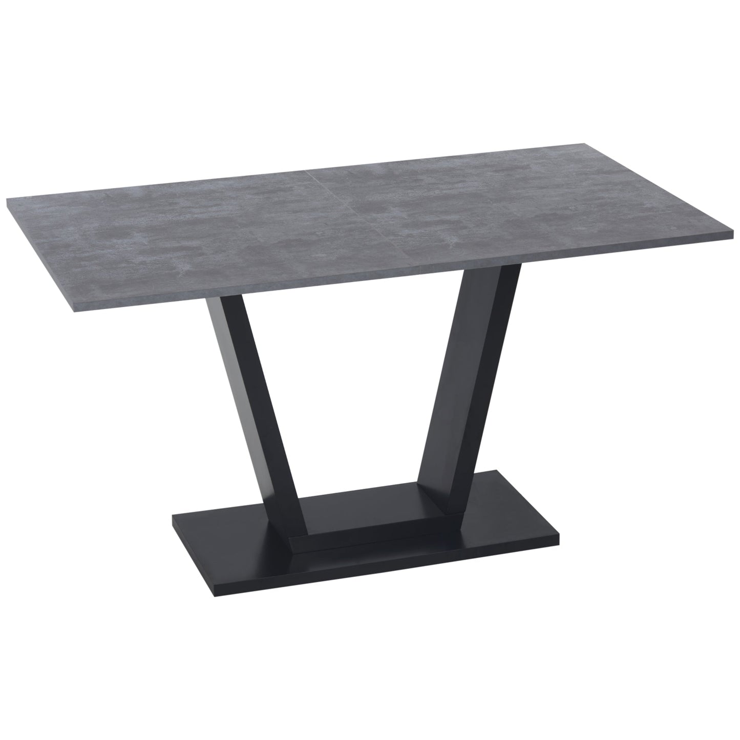 dining table for 4-6 people with marble effect and steel base, 140x80x76cm, black