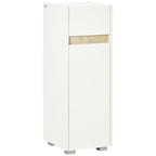kleankin bathroom cabinet with drawer and locker with adjustable wooden shelf 30x33x88cm, white - Borgè