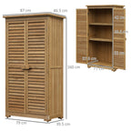 Wooden Garden Shed with Waterproof Roof, Outdoor Garden Tool Cabinet with 3 Shelves, 87x46.5x160cm - Borge' Group Limited