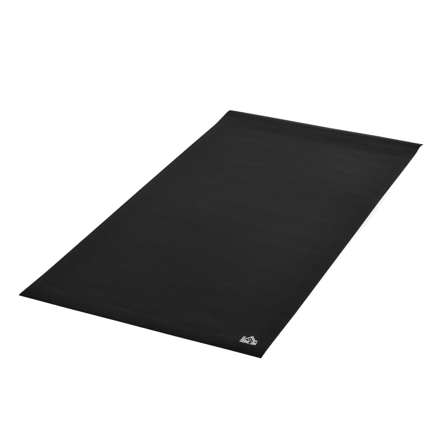 Shock Absorbing Gym Mat for Treadmills and Exercise Bikes, Non-Slip PVC Fitness Mat, 180x90cm, Black - Borgè