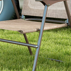 Outsunny set 2 Garden folding chairs with armrests and session in breathable fabric, brown - Borgè