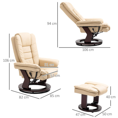 LIMO  | Cream Armchair with footrests | 360 ° Swivel and Reclining