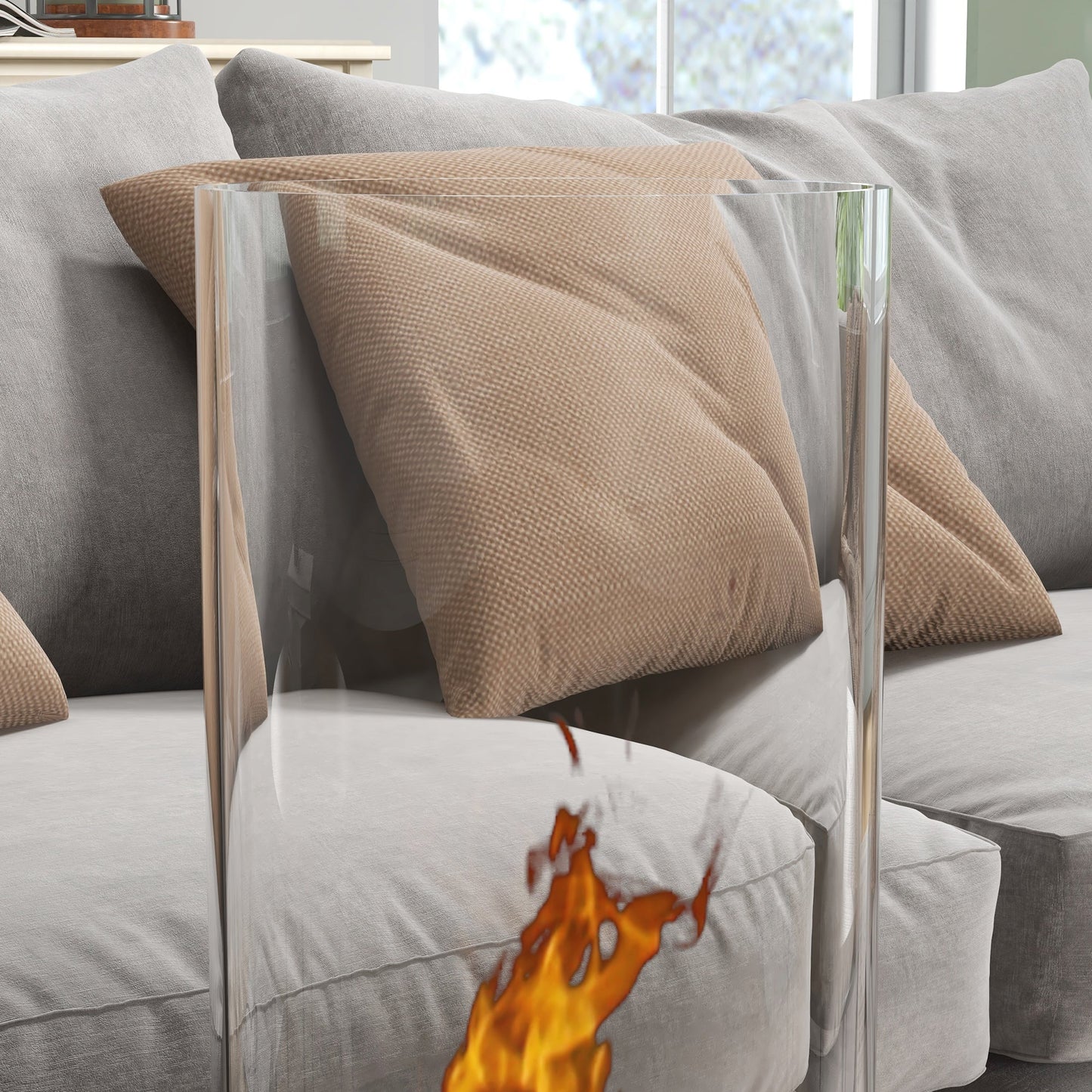 Homcom bioethanol fireplace in steel and glass with 0.3l capacity and cover 15ãŽ¡, 27x27x82 cm, black - Borgè