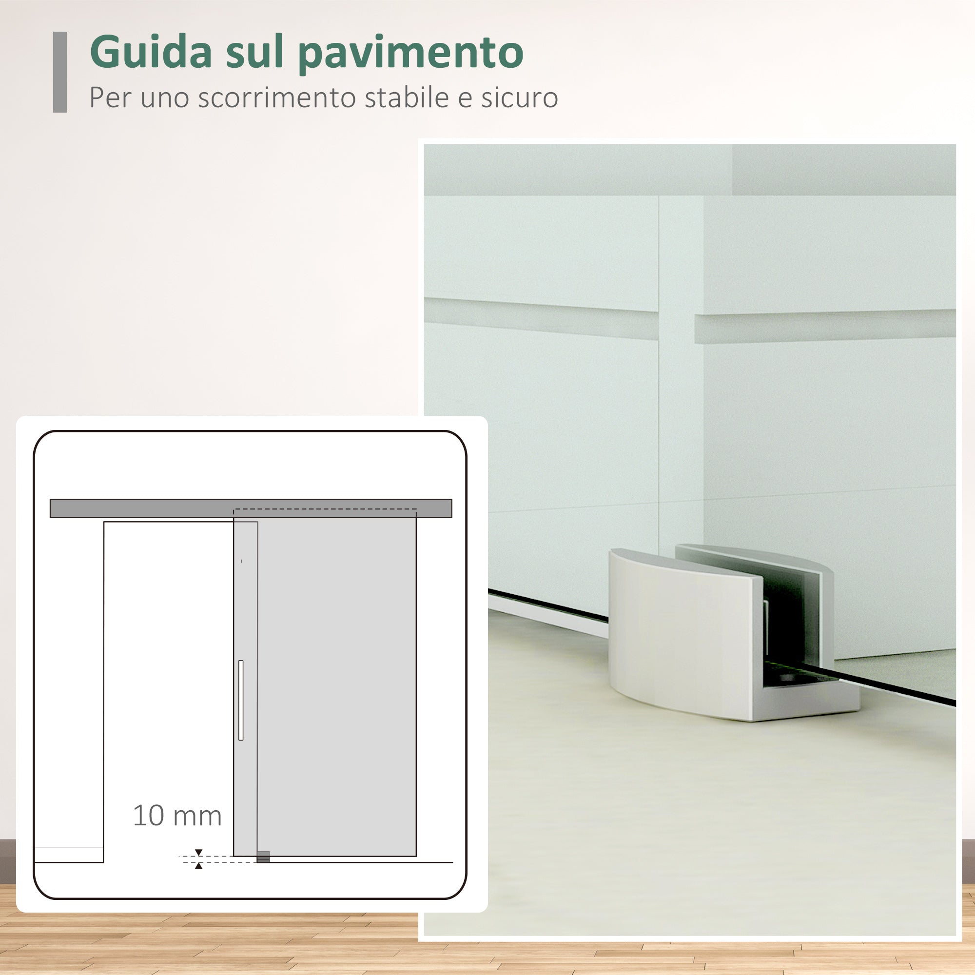Sliding Worms satin glass with silent track, 77.5x205cm - Borgè
