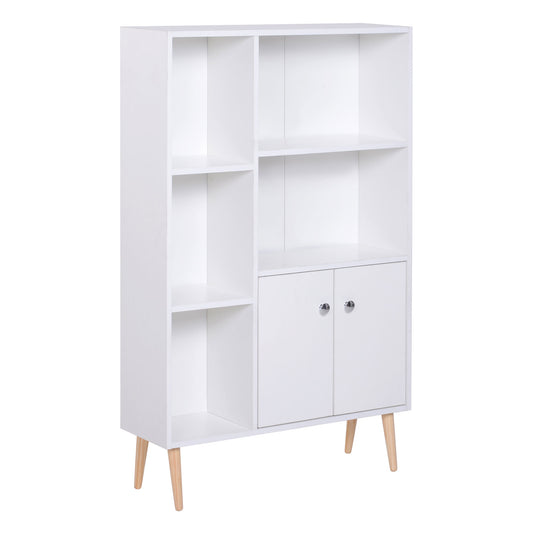 Homcom Cabinet Library with White Pine Wooden Feet 80x23.5x123cm - Borgè