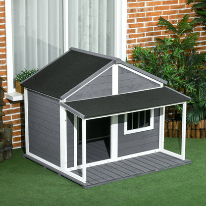 PAWHUT KNEW FOR OUROD DOGS WITH CARE, WINDOW AND Waterproof roof, 124x112x105cm, Grey