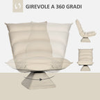 Homcom armchair in 360 Â° swivel padded fabric and reclining at 3 levels 62x62x95cm, beige - Borgè