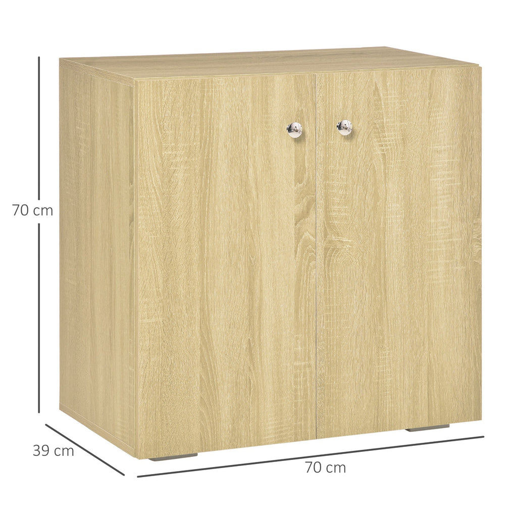 Multiuse cabinet with 2 doors for living room or office, 70x39x70cm - Wooden color - Borgè
