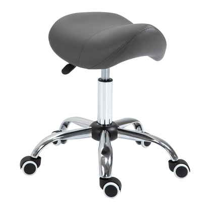 work stool in saddle with wheels and adjustable height for hairdresser shops and tattoo, 52x53x49-61cm Grey - Borgè