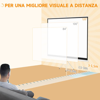 Homcom 120 "4: 3 format projector in network, plastic and metal fabric with tripods, 244x183 cm, white - Borgè