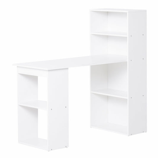 Desk Computer with Space Bookshop, Dining Table For Office and Study, 120x55x120 cm, White - Borgè