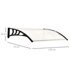 Outdoor Canopy 75x120 cm in Waterproof and Anti-UV Polycarbonate for Door or Window - Borge' Group Limited