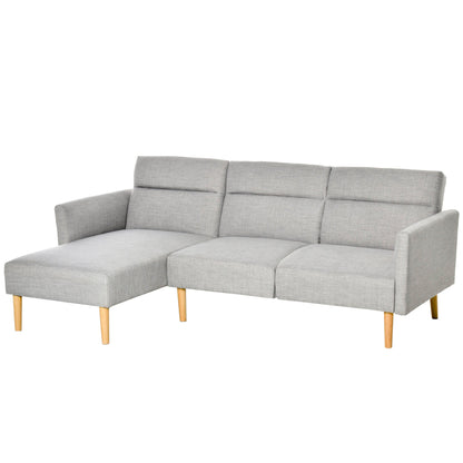 Homcom sofa bed 3 seats, angular sofa in gray fabric with adjustable backrest, Scandinavian style, 207x146x80cm - Borgè