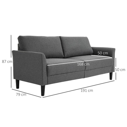 Grey Linen Effect 2 Seater Sofa ( 191x79x87cm ) - Borgè